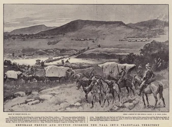 I generali French e Hutton attraversano il Vaal nel territorio del Transvaal