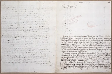 Prima pagina di una lettera scritta da Leibniz sulla sua ammissione all