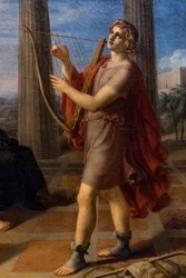 Davide che gioca davanti a Saul, particolare