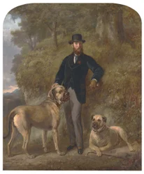 Colonnello Garrick-Buchanan di Drumpellier con i suoi due mastini