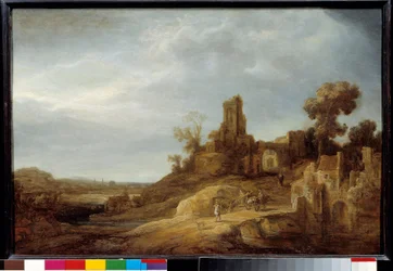 Paesaggio con ponte e rovine
