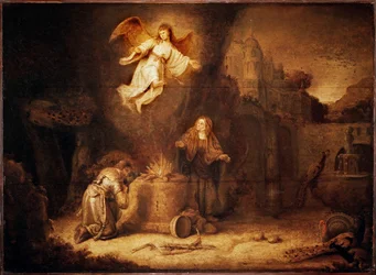 Il sacrificio di Manoah. Manoach è il padre di Simson (pittura a olio)