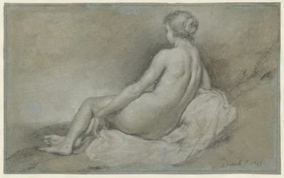 Nudo femminile seduto, visto di schiena
