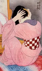 Una donna giapponese che si pettina, 1920s-1930