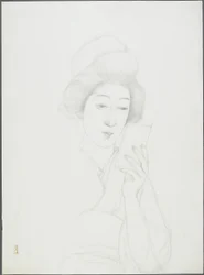 Disegno di una Donna che Tiene uno Specchio