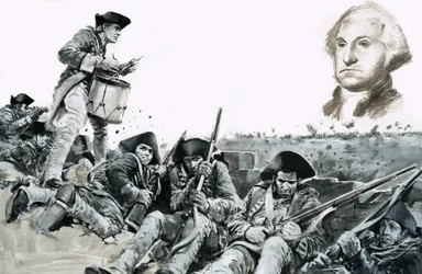 Un tamburino batte una richiesta di parata durante la battaglia di Yorktown