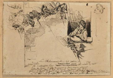 Le Choléramouche (grafite, penna e inchiostro bruno su carta)