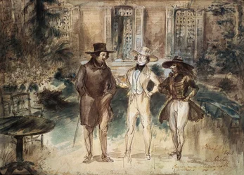 Caricatura di Honoré de Balzac, Frederick Lemaitre e Théophile Gautier di Gérard Granville
