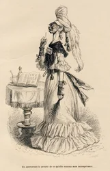 Vedendo la prova di ciò che ella chiamava la mia intemperanza. Vignette illustrate da J. J. Grandville. Incisione firmata Caqué nella parte intitolata "Pene d