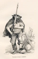 Lupo di guardia. Vignette illustrate da JJ Granville. Incisione firmata Andrew, Best e Leloir nella parte intitolata "Voyage d