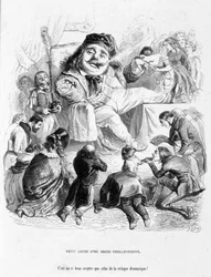 Deridere il potere di un critico drammatico. Caricatura in "Jérôme Paturot in cerca di una posizione sociale" di Louis Reybaud