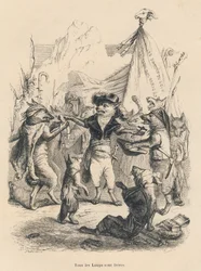 Rivoluzione dei lupi e libertà e diritto del lupo. Vignette illustrate da JJ Granville. Incisione firmata Godard nella parte intitolata "Voyage d