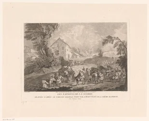 Paesaggio con gruppo di soldati in marcia