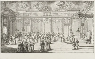 La sala delle udienze durante il ricevimento della sposa al Palazzo di Dresda il 2 settembre 1719