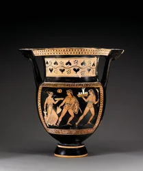 Cratere a colonna a figure rosse apulo, attribuito al gruppo Letet, c.370-360 a.C.