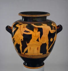 Stamnos attico a figure rosse decorato con Eracle e Busiride, re d