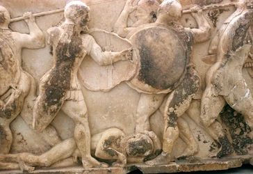 Combattimento sul corpo di Patroclo, fregio dal Tesoro di Siphnos, c.525 a.C.