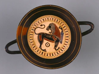 Kylix a figure nere laconiche attribuito al pittore Hunt, c.540 a.C. (terracotta)