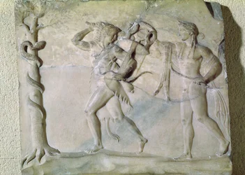Tavoletta raffigurante Ercole che porta via il Tripode Delfico davanti ad Apollo