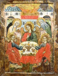 Abramo e i Tre Angeli, icona, dalla Macedonia, c.1700