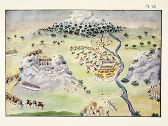 Battaglie tra turchi e greci a Karpenisi e Kaliakouda, tavola 12 da Storia illustrata della guerra d