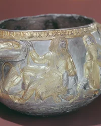 Coppa da bere raffigurante soldati sciti (dettaglio)