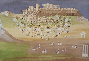 Prima battaglia di Atene nel 1826, dalla Storia Illustrata della Guerra d