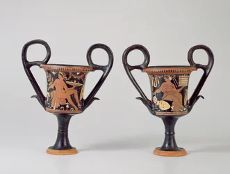 Kantharos a figure rosse che raffigura un giovane e una donna, c.310 a.C.