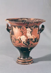 Cratere a figure rosse che raffigura amazzoni e grifoni
