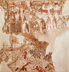 La morte dei libici, affresco di Akrotiri, Thera (oggi Santorini) (Grecia), Civiltà minoica