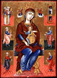 Vergine di Skopiotisa in trono con Cristo e sei santi, c.1700