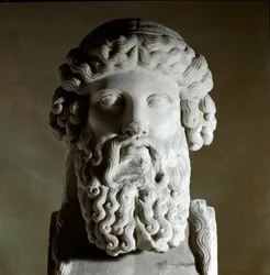 Busto del filosofo greco Platone (428-348 a.C.) Scultura in marmo, Roma, musei capitolini