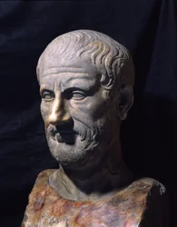 Rappresentazione del filosofo greco Teofrasto (372-287 a.C.)