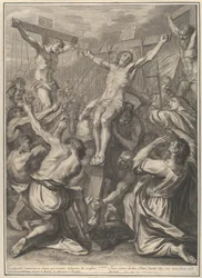 Cristo innalzato sulla croce, da La Passione di Cristo, tavola 19