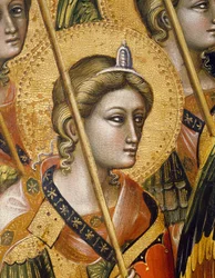Gerarchie angeliche, di Guariento di Arpo, tempera su tavola. Dettagli.
