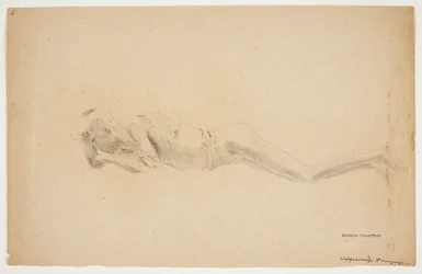 Studio di un calco in gesso da Pompei. Uomo sdraiato