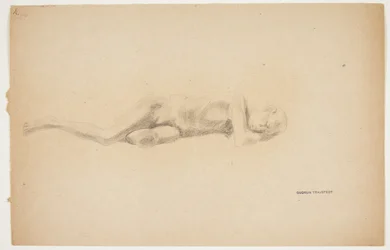 Studio di calco in gesso da Pompei. Uomo sdraiato