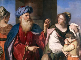 Abramo scaccia Agar di Guercino, olio su tela