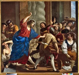 Cristo che scaccia i mercanti dal tempio. Dipinto di Giovanni Francesco Barbieri detto Il Guercino (1591-1666)