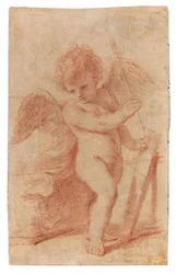 Cupido ripone una freccia nella sua faretra