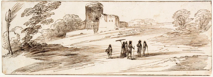 Paesaggio con castello e figure