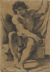 Giovane uomo nudo seduto in vista quasi frontale, ca. 1618