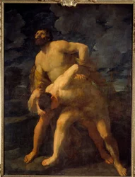 Ercole che lotta con Acheloo. Ercole decora il fiume greco.