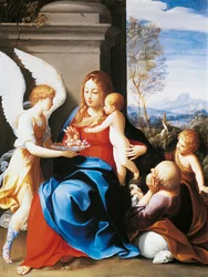 Sacra Famiglia servita dagli angeli