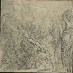 Studio per San Benedetto che riceve doni dai contadini