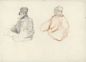 Due studi di un uomo seduto, visto di spalle