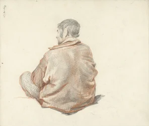 Uomo seduto, visto di spalle