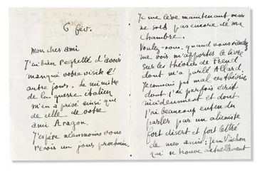 Lettera autografa firmata ad André Breton, 6 febbraio 1918