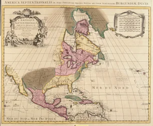 Mappa del Nord America (Groenlandia, Canada, USA, Messico e le isole dei Caraibi: Cuba, Haiti, Giamaica, Indie Occidentali) (incisione)
