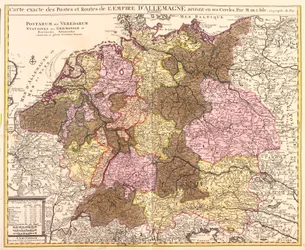 Mappa delle strade e dei posti della Germania (incisione)